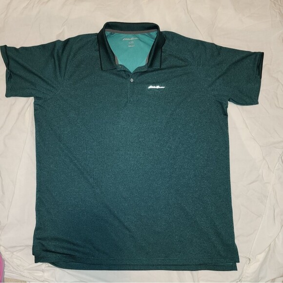 Eddie Bauer Mens Dark Green Short Sleeve Polo Shirt XXL Tall Freedry St Patricks - Picture 1 of 16